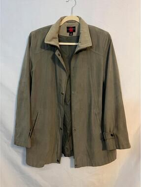 Gallery Men’s Gray Suede Jacket Full Zip Snap Front Lightweight Size Medium